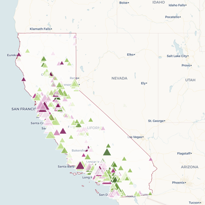 Visulizing spatial information - California housing