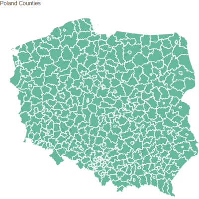 Example of geocoding of counties: Poland
